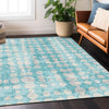 Piper Looms Chantille Circles ACN869 Teal Machine Washable Area Rug Lifestyle Image Feature