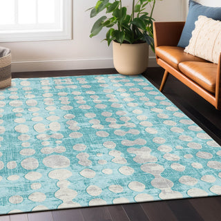 Piper Looms Chantille Circles ACN869 Teal Machine Washable Area Rug Lifestyle Image Feature
