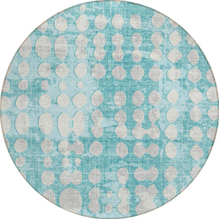 Piper Looms Chantille Circles ACN869 Teal Machine Washable Area Rug Round Main Image
