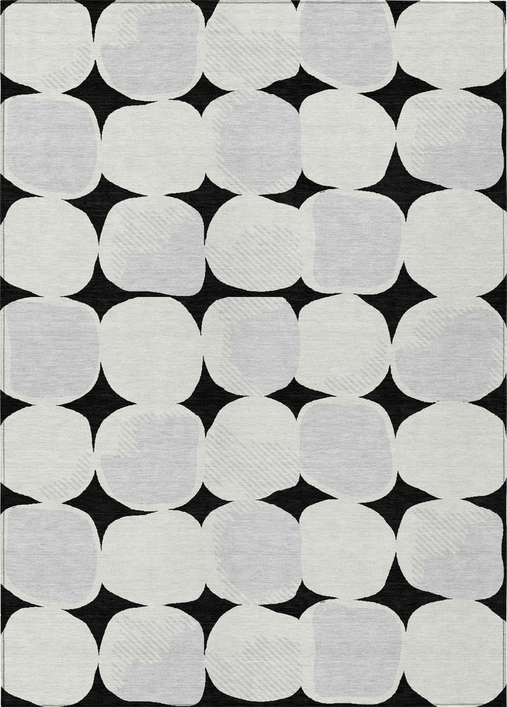 Piper Looms Chantille Circles ACN870 Black Machine Washable Area Rug main image
