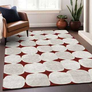 Piper Looms Chantille Circles ACN870 Burgundy Machine Washable Area Rug Lifestyle Image Feature