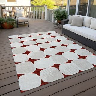 Piper Looms Chantille Circles ACN870 Burgundy Machine Washable Area Rug Outdoor Lifestyle Image Feature