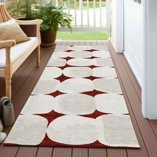 Piper Looms Chantille Circles ACN870 Burgundy Machine Washable Area Rug Runner Outdoor Lifestyle Image Feature