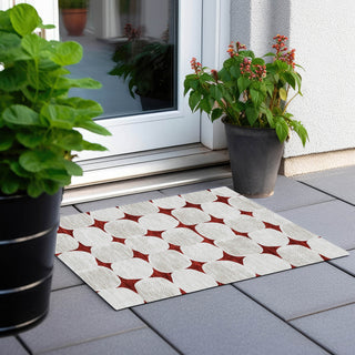 Piper Looms Chantille Circles ACN870 Burgundy Machine Washable Area Rug Scatter Outdoor Lifestyle Image Feature