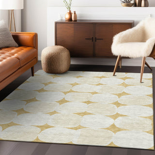 Piper Looms Chantille Circles ACN870 Gold Machine Washable Area Rug Lifestyle Image Feature
