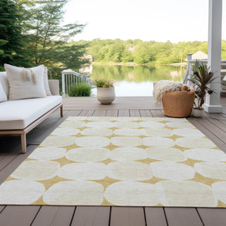 Piper Looms Chantille Circles ACN870 Gold Machine Washable Area Rug Outdoor Lifestyle Image Feature