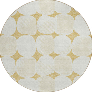 Piper Looms Chantille Circles ACN870 Gold Machine Washable Area Rug Round Main Image