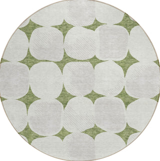 Piper Looms Chantille Circles ACN870 Green Machine Washable Area Rug Round Main Image