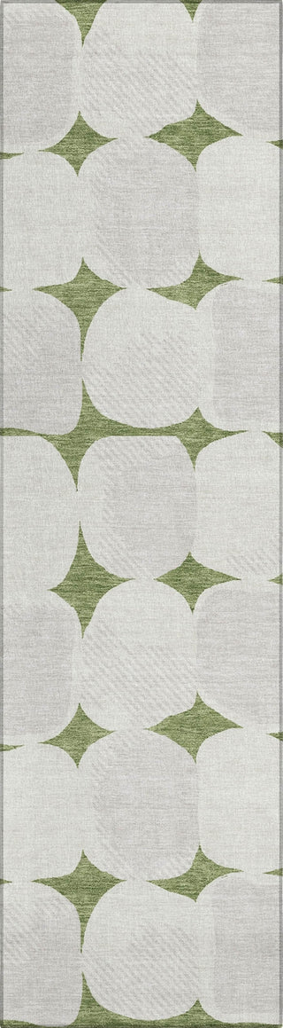 Piper Looms Chantille Circles ACN870 Green Machine Washable Area Rug Runner Main Image