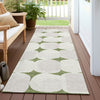 Piper Looms Chantille Circles ACN870 Green Machine Washable Area Rug Runner Outdoor Lifestyle Image Feature