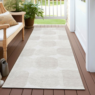 Piper Looms Chantille Circles ACN870 Ivory Machine Washable Area Rug Runner Outdoor Lifestyle Image Feature