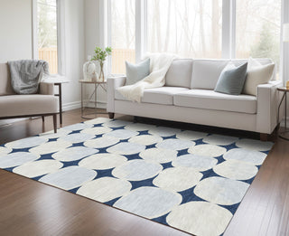 Piper Looms Chantille Circles ACN870 Navy Machine Washable Area Rug Lifestyle Image Feature