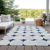Piper Looms Chantille Circles ACN870 Navy Machine Washable Area Rug Outdoor Lifestyle Image Feature