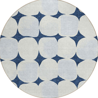 Piper Looms Chantille Circles ACN870 Navy Machine Washable Area Rug Round Main Image