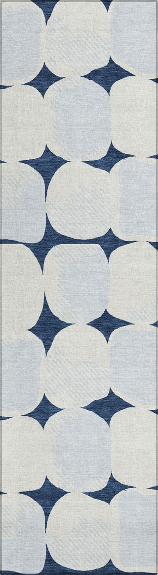 Piper Looms Chantille Circles ACN870 Navy Machine Washable Area Rug Runner Main Image