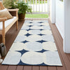 Piper Looms Chantille Circles ACN870 Navy Machine Washable Area Rug Runner Outdoor Lifestyle Image Feature