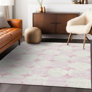Piper Looms Chantille Circles ACN870 Pink Machine Washable Area Rug Lifestyle Image Feature
