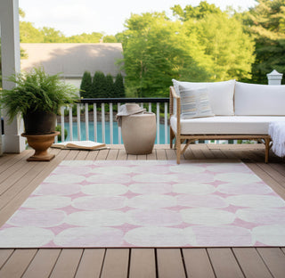 Piper Looms Chantille Circles ACN870 Pink Machine Washable Area Rug Outdoor Lifestyle Image Feature