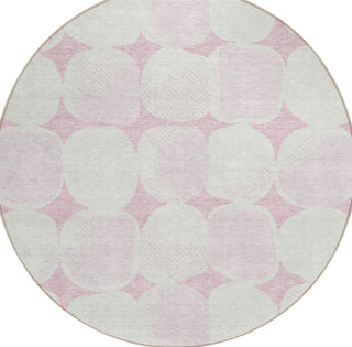 Piper Looms Chantille Circles ACN870 Pink Machine Washable Area Rug Round Main Image