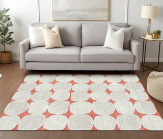 Piper Looms Chantille Circles ACN870 Salmon Machine Washable Area Rug Lifestyle Image Feature