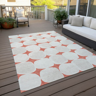 Piper Looms Chantille Circles ACN870 Salmon Machine Washable Area Rug Outdoor Lifestyle Image Feature