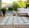Piper Looms Chantille Circles ACN870 Teal Machine Washable Area Rug Outdoor Lifestyle Image Feature
