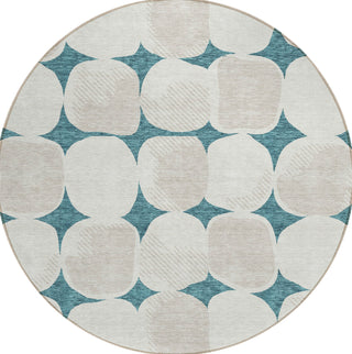 Piper Looms Chantille Circles ACN870 Teal Machine Washable Area Rug Round Main Image