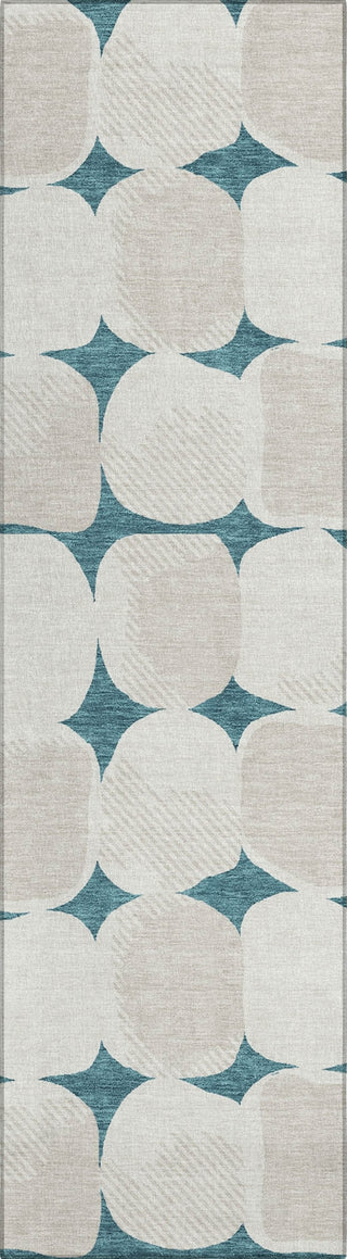Piper Looms Chantille Circles ACN870 Teal Machine Washable Area Rug Runner Main Image