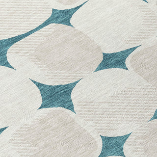 Piper Looms Chantille Circles ACN870 Teal Machine Washable Area Rug Swatch Image