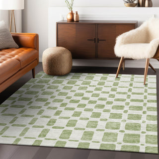 Piper Looms Chantille Squares ACN871 Aloe Machine Washable Area Rug Lifestyle Image Feature