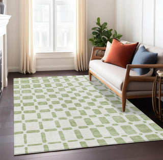 Piper Looms Chantille Squares ACN871 Aloe Machine Washable Area Rug Lifestyle Image Feature