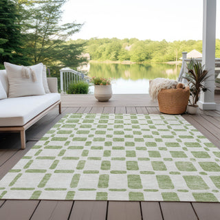 Piper Looms Chantille Squares ACN871 Aloe Machine Washable Area Rug Outdoor Lifestyle Image Feature