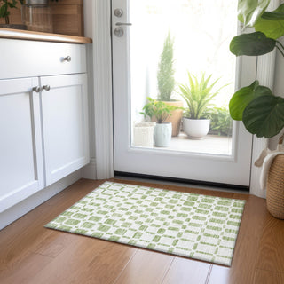 Piper Looms Chantille Squares ACN871 Aloe Machine Washable Area Rug Scatter Lifestyle Image Feature