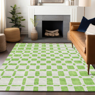 Piper Looms Chantille Squares ACN871 Lime Machine Washable Area Rug Lifestyle Image Feature