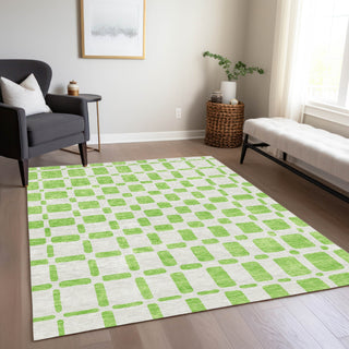 Piper Looms Chantille Squares ACN871 Lime Machine Washable Area Rug Lifestyle Image Feature