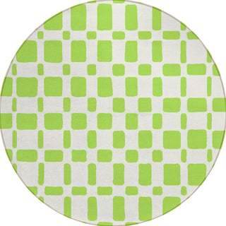 Piper Looms Chantille Squares ACN871 Lime Machine Washable Area Rug Round Main Image