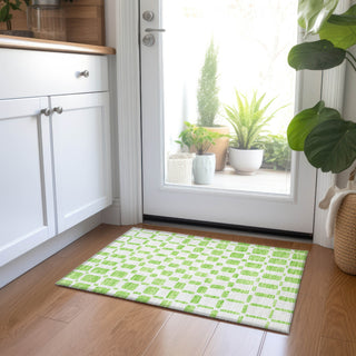 Piper Looms Chantille Squares ACN871 Lime Machine Washable Area Rug Scatter Lifestyle Image Feature