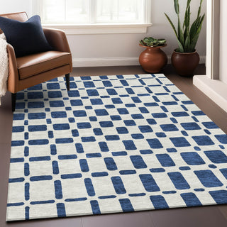 Piper Looms Chantille Squares ACN871 Navy Machine Washable Area Rug Lifestyle Image Feature