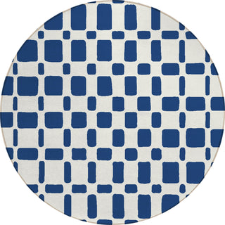 Piper Looms Chantille Squares ACN871 Navy Machine Washable Area Rug Round Main Image