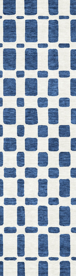 Piper Looms Chantille Squares ACN871 Navy Machine Washable Area Rug Runner Main Image
