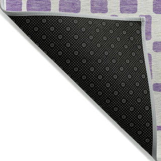 Piper Looms Chantille Squares ACN871 Purple Machine Washable Area Rug Backing Image