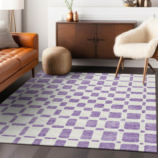 Piper Looms Chantille Squares ACN871 Purple Machine Washable Area Rug Lifestyle Image Feature