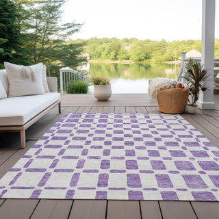 Piper Looms Chantille Squares ACN871 Purple Machine Washable Area Rug Outdoor Lifestyle Image Feature