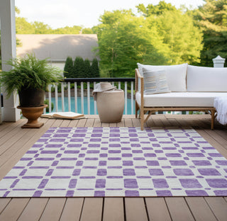 Piper Looms Chantille Squares ACN871 Purple Machine Washable Area Rug Outdoor Lifestyle Image Feature