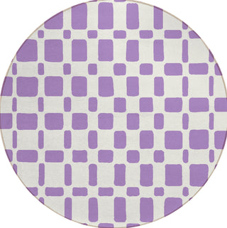 Piper Looms Chantille Squares ACN871 Purple Machine Washable Area Rug Round Main Image