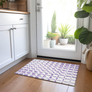 Piper Looms Chantille Squares ACN871 Purple Machine Washable Area Rug Scatter Lifestyle Image Feature