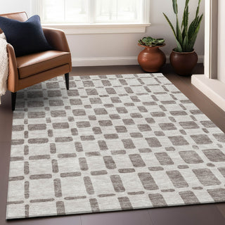 Piper Looms Chantille Squares ACN871 Taupe Machine Washable Area Rug Lifestyle Image Feature