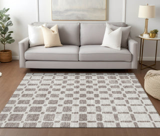 Piper Looms Chantille Squares ACN871 Taupe Machine Washable Area Rug Lifestyle Image Feature