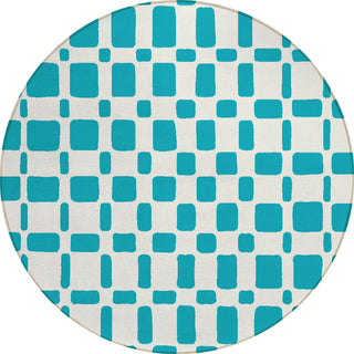Piper Looms Chantille Squares ACN871 Teal Machine Washable Area Rug Round Main Image