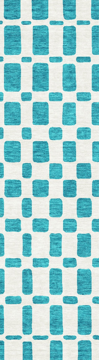 Piper Looms Chantille Squares ACN871 Teal Machine Washable Area Rug Runner Main Image